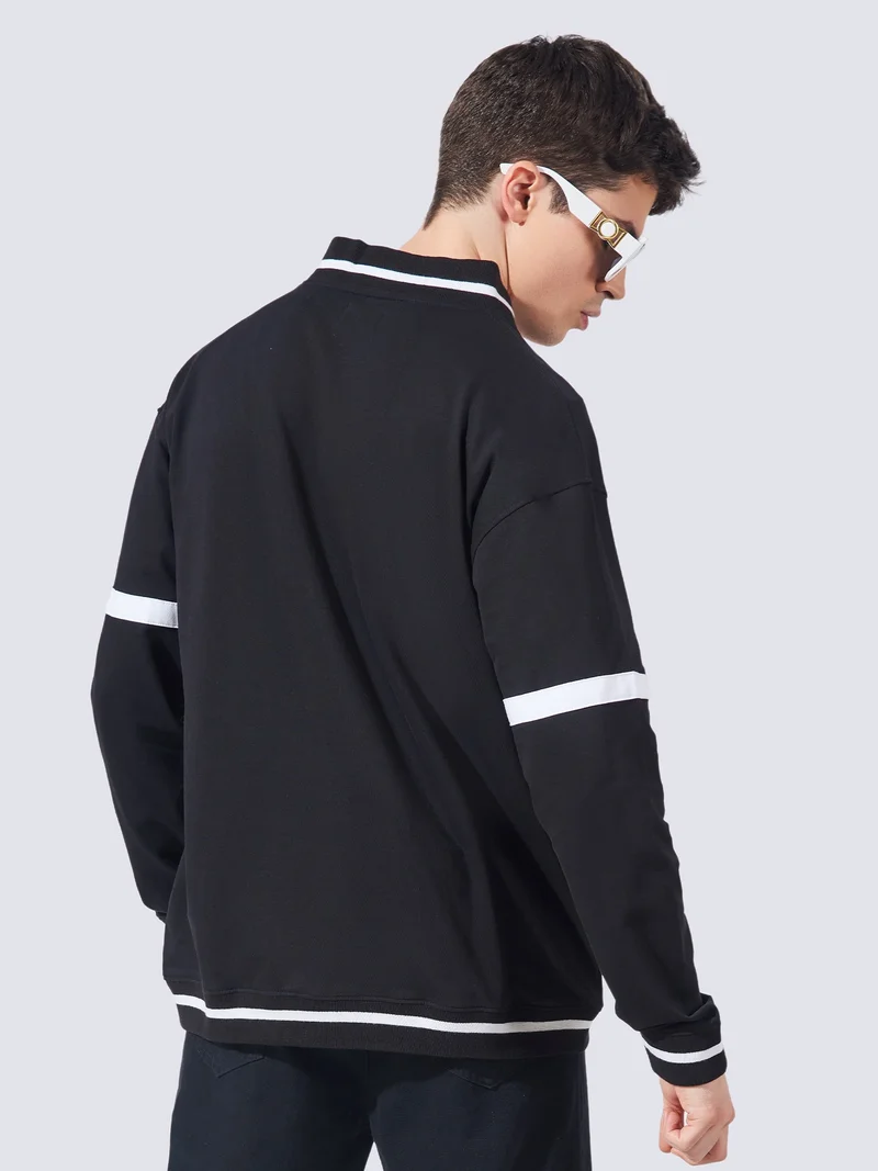 Maniac  Maniac Mens Printed High Neck Fullsleeve Black and White Loopnet Slim fit Jacket for Men | Best Price UAE