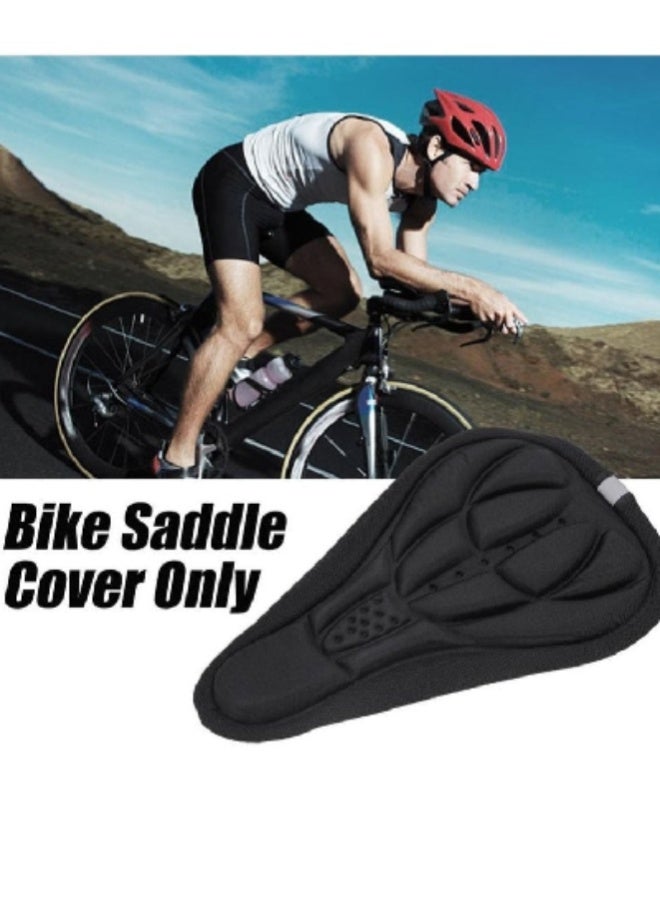 ارواق غطاء وسادة مقعد دراجة ثلاثي الأبعاد مريح - وسادة سرج ناعمة وواسعة وممتصة للصدمات للدراجات الجبلية والطرق - قابلة للتهوية وخفيفة الوزن ومتينة، ملحق ركوب الدراجات، أسود - Image 1