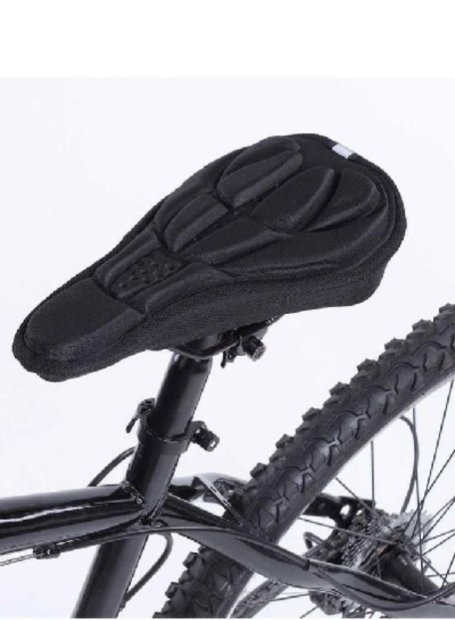 ارواق غطاء وسادة مقعد دراجة ثلاثي الأبعاد مريح - وسادة سرج ناعمة وواسعة وممتصة للصدمات للدراجات الجبلية والطرق - قابلة للتهوية وخفيفة الوزن ومتينة، ملحق ركوب الدراجات، أسود - Image 3