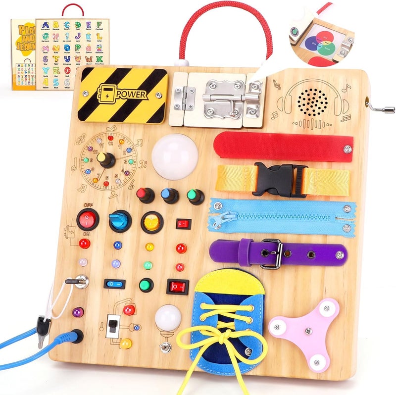 Grarain Busy Board Montessori Toys for 1-3 Year Old Sensory Toys Educational Toddler Toys Baby Toys for 1-2 Years Kids Learning Playtime Busy Board V3 - Image 1