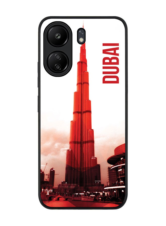 Stylizedd Rugged Black edge case for Xiaomi Poco C65, Slim fit Soft Case Flexible Rubber Edges Anti Drop TPU Gel Thin Cover- Dubai-The Burj - Image 1