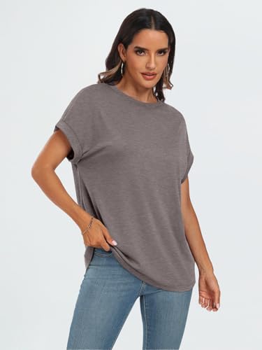 AUTOMET Womens Summer Tops Oversized Short Sleeve Business Casual Dressy T Shirts Trendy Fashion Clothes Spring Outfits 2025 CoffeeGrey 2XL - Image 3
