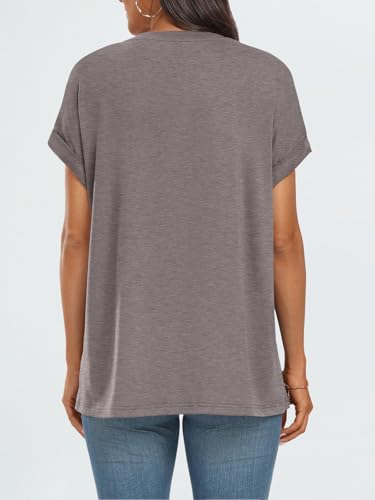 AUTOMET Womens Summer Tops Oversized Short Sleeve Business Casual Dressy T Shirts Trendy Fashion Clothes Spring Outfits 2025 CoffeeGrey 2XL - Image 5