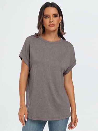 AUTOMET Womens Summer Tops Oversized Short Sleeve Business Casual Dressy T Shirts Trendy Fashion Clothes Spring Outfits 2025 CoffeeGrey 2XL - Image 2