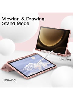 FARROBIZZ Case Tab S9 FE 10.9-Inch with S Pen Holder, Soft TPU Tri-Fold Stand Protective Tablet Cover, Support S Pen Charging, Auto Wake/Sleep-Light (Rose Gold)  - Image 5