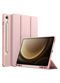 FARROBIZZ Case Tab S9 FE 10.9-Inch with S Pen Holder, Soft TPU Tri-Fold Stand Protective Tablet Cover, Support S Pen Charging, Auto Wake/Sleep-Light (Rose Gold)  - Image 1