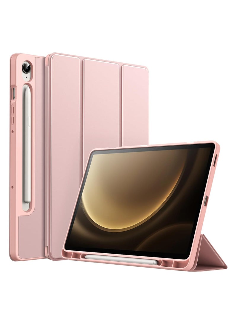 FARROBIZZ Case Tab S9 FE 10.9-Inch with S Pen Holder, Soft TPU Tri-Fold Stand Protective Tablet Cover, Support S Pen Charging, Auto Wake/Sleep-Light (Rose Gold)  - Image 1