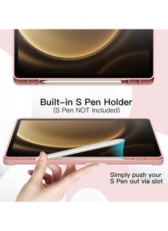 FARROBIZZ Case Tab S9 FE 10.9-Inch with S Pen Holder, Soft TPU Tri-Fold Stand Protective Tablet Cover, Support S Pen Charging, Auto Wake/Sleep-Light (Rose Gold)  - Image 2