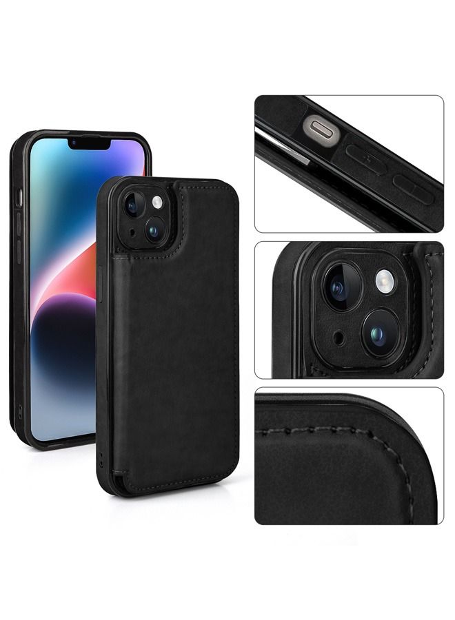 DUNISO Wallet Case Compatible with iPhone 14 for Men Women, Cell Phone Case Slim Protective case with Card Holder, Premium PU Leather Kickstand Card Slots Case for iPhone 14, Black - Image 3