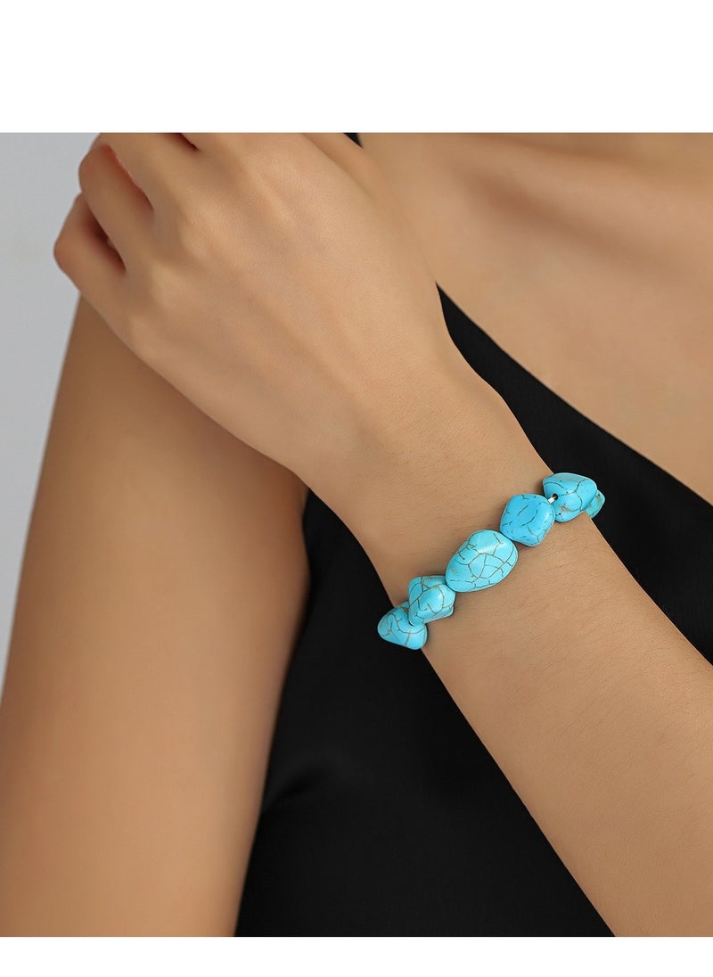 SYNSYB - Bohemian Turquoise Bead Jewelry Set - Includes Choker Necklace, Bracelet, and Earrings - Perfect for Women's Natural Stone Fashion with Luxury Gift Box - Image 1