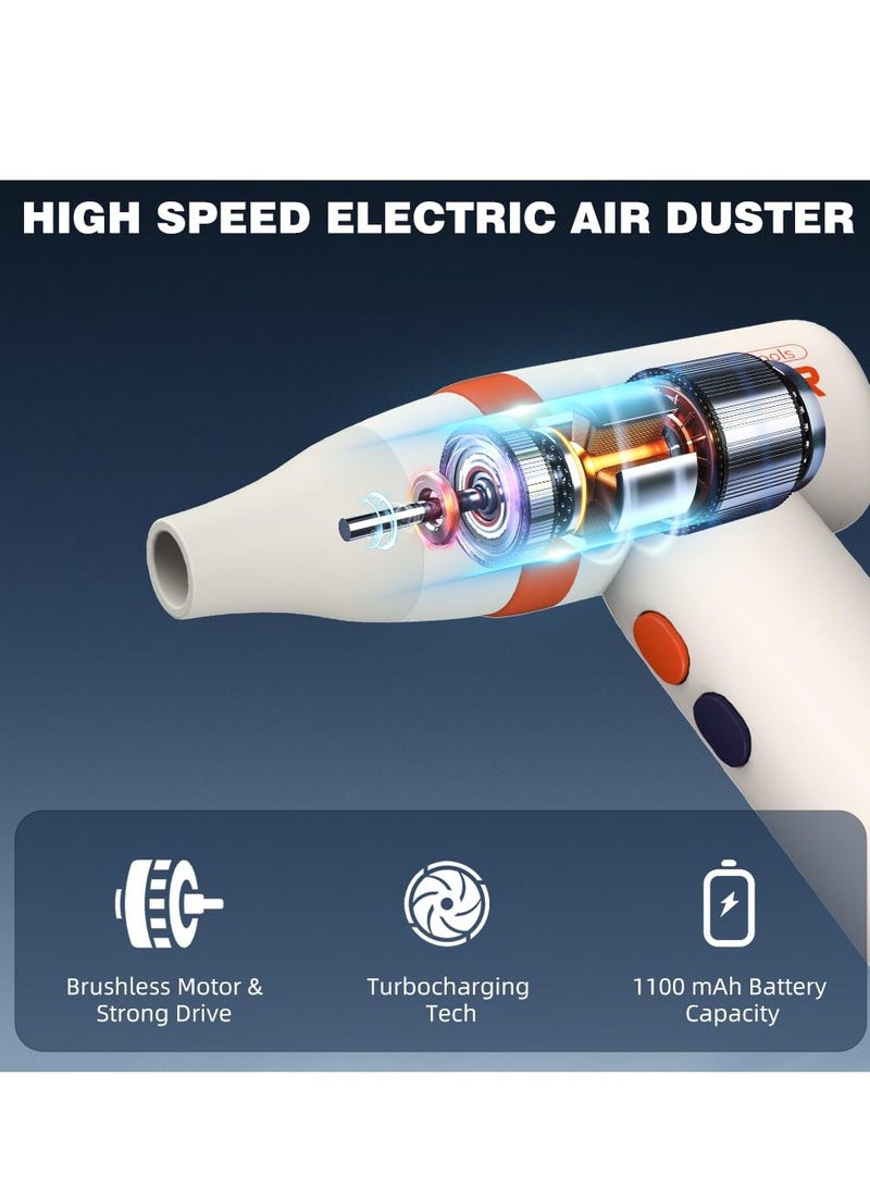 SOLARAE Compressed Air Duster, 100000RPM Mini Electric Air Duster, Multifunctional Portable Jet Dry Blower for Keyboard Cleaner/Computer/Car/Outdoors/BBQ/Camping/Barbershop, Cordless Jet Blower - Image 4