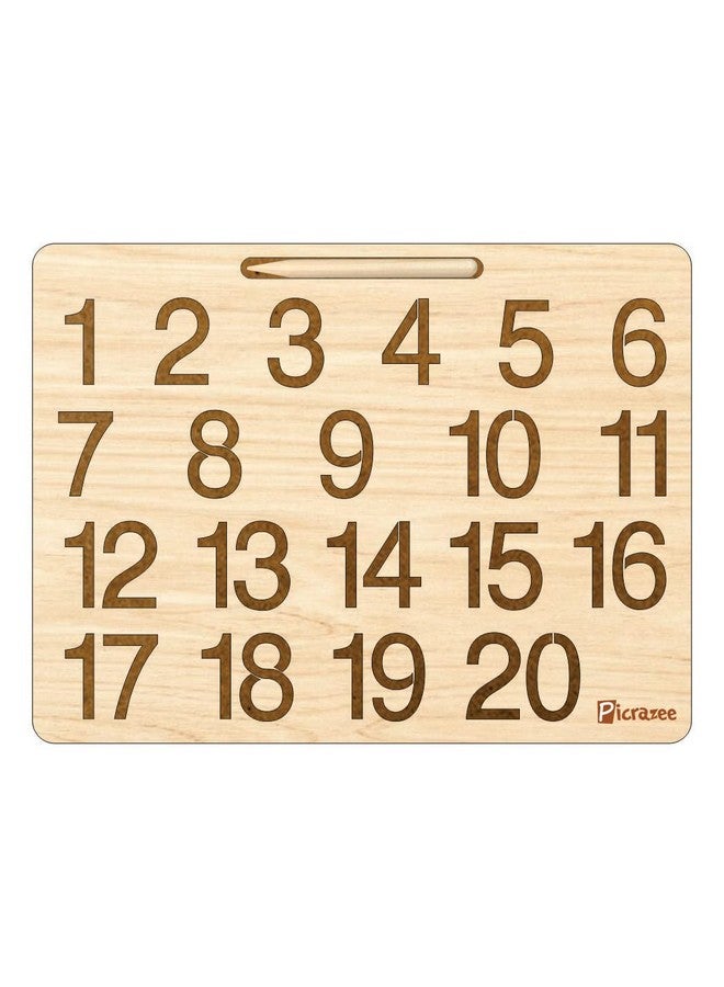 PICRAZEE لوحة تتبع خشبية تعليمية للأطفال من بيكرازي | ألواح الكتابة والتعلم للأطفال | مجموعة من 2 (الحروف الكبيرة والأرقام) - Image 5