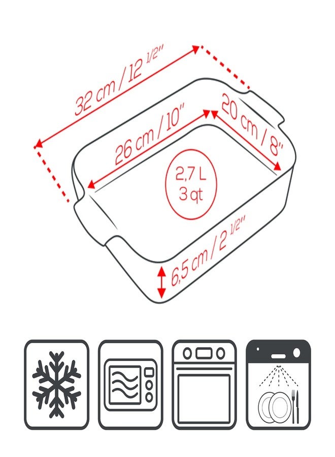 Peugeot Appolia, 32cm Rectangular Baking Dish, 10.2 x 7.9 x 2.6 inch interior, Ecru - Image 4