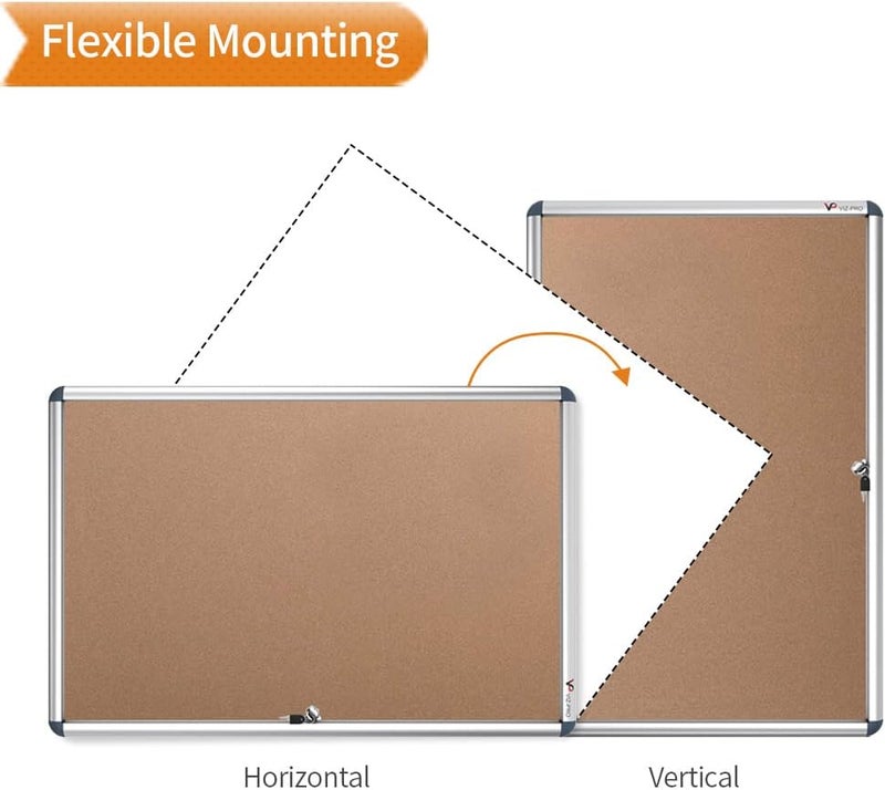 VIZ-PRO Tamperproof Lockable Cork Noticeboard with Aluminium Frame, 36x24 Inches - Image 5
