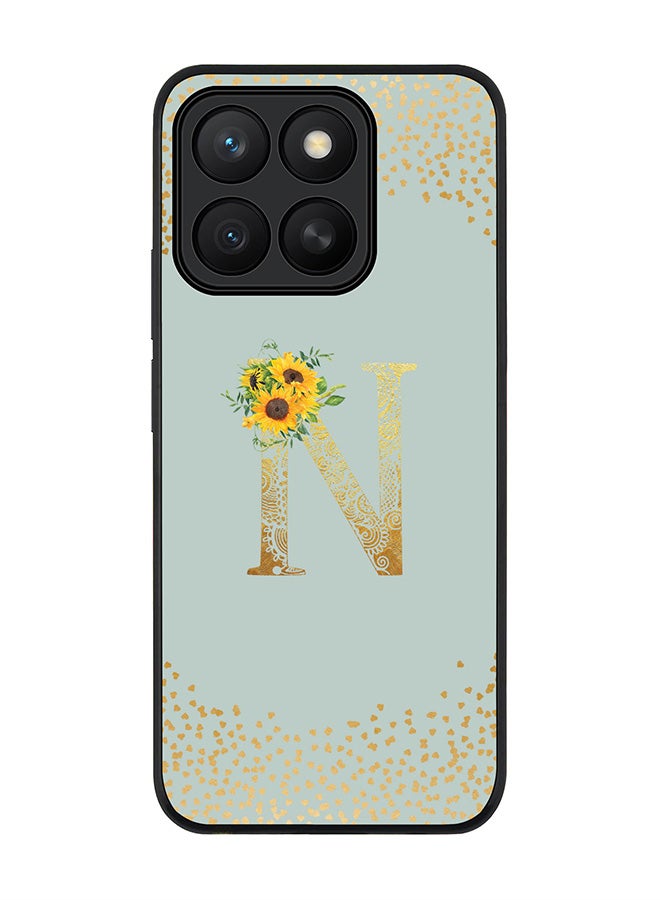 Stylizedd For Honor X8c Case,Slim fit Camera Protection, Shockproof Thin Phone cover  - Custom Floral Monogram - N  (Light Grey )