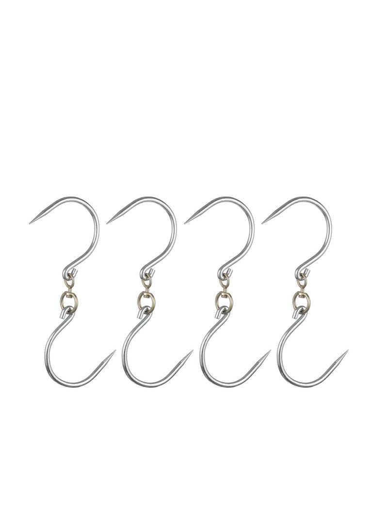 Swivel Meat Hooks, 0.34'' Thickness Galvanized Processing Butcher Hooks for Hanging Drying Smoking Meat Products, 4 Pack(12 Inch) - Image 1