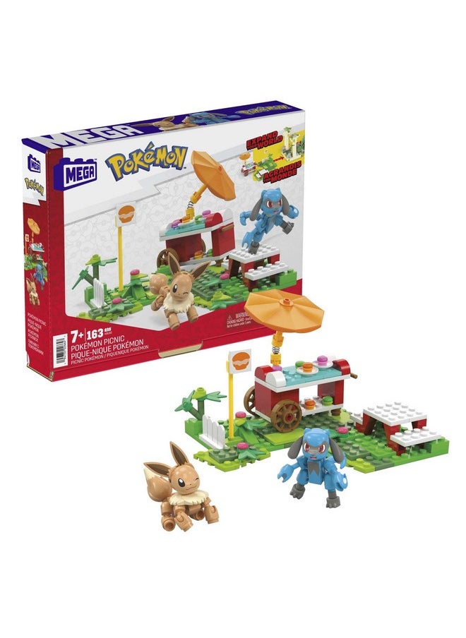 Mega Brands MEGA Pokémon Action Figure Building Toys Set, Pokémon Picnic with 193 Pieces, 2 Poseable Characters, Eevee and Riolu, Gift Idea for Kids  - Image 1