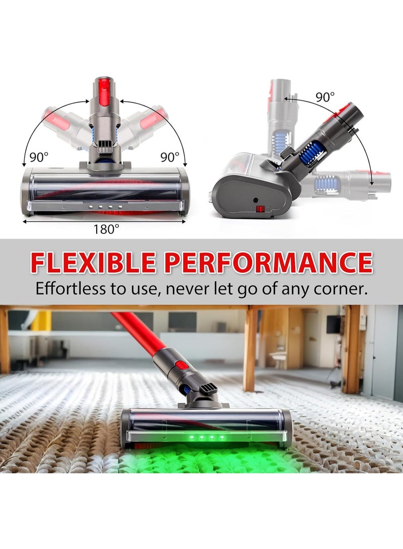 Cleaner Head Bristle Roller Brush: Motorhead Compatible with Dyson V7 V8 V10 V11 V15 Cordless Vacuum Attachment with Dust LED Lights - Direct Drive Replacement Parts for Hardwood and Carpet - Image 5