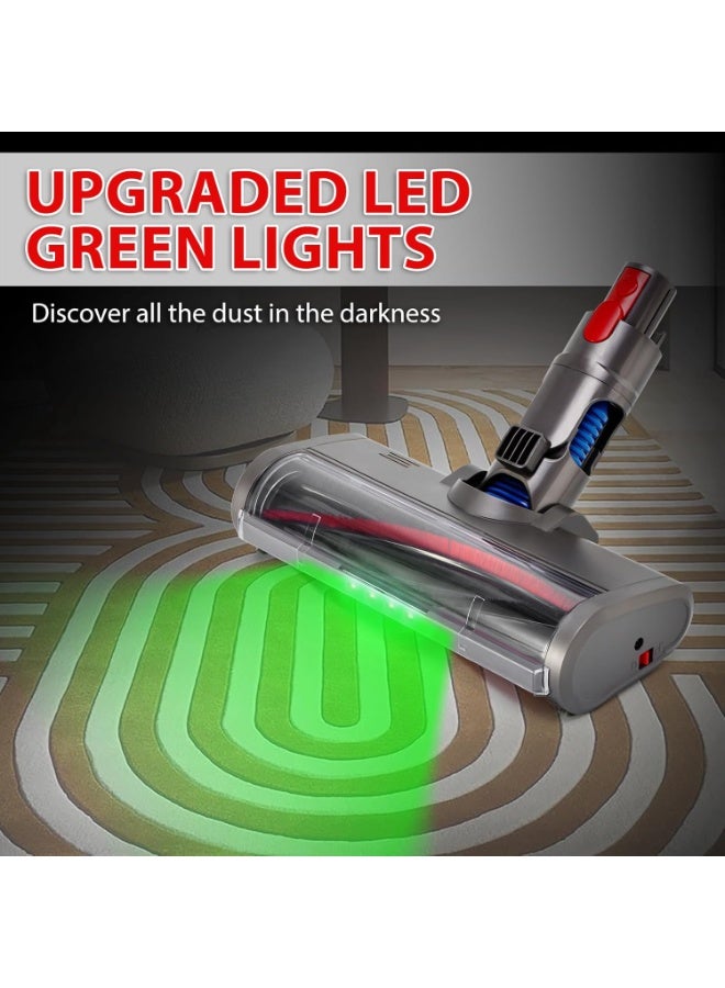 Cleaner Head Bristle Roller Brush: Motorhead Compatible with Dyson V7 V8 V10 V11 V15 Cordless Vacuum Attachment with Dust LED Lights - Direct Drive Replacement Parts for Hardwood and Carpet - Image 2
