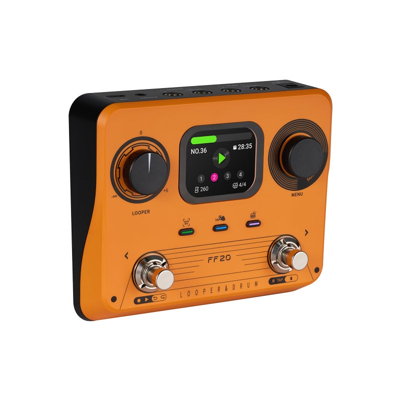 Drum Machine Looper Guitar Effects Pedal Dual Pedal Control 5-Hour Stereo Recording 220 Rhythm Patterns Time Stretch Technology Electric Guitar Effects Processor Orange UK Plug - Image 5