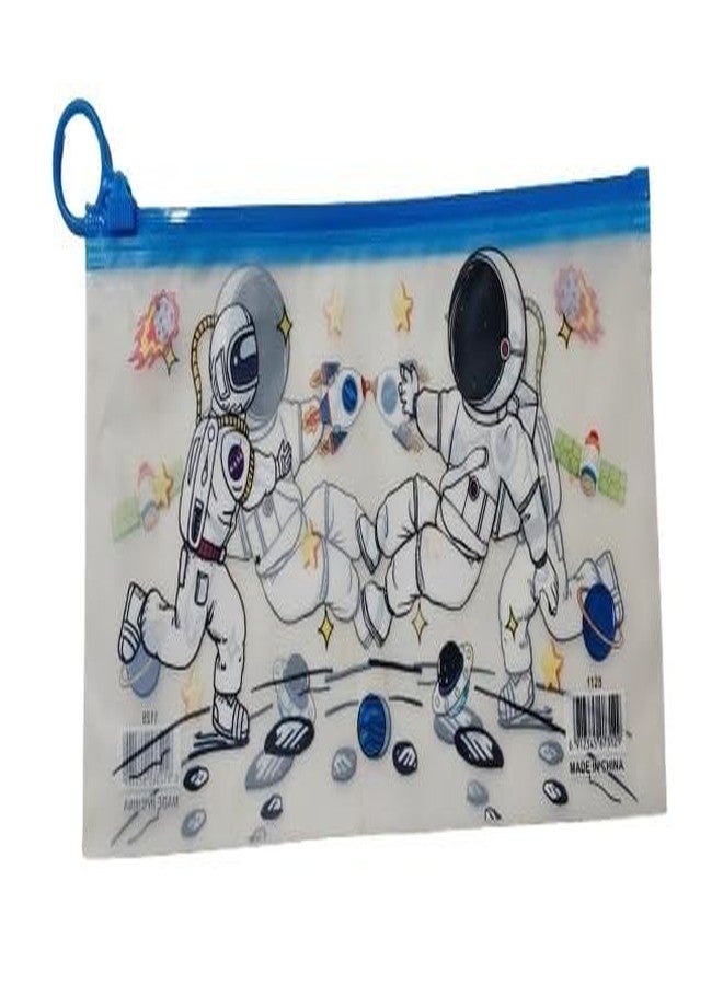 ZOKCY (Pack of 2 Pcs Transparent Blue Color Pouch with Chain for School Kids/Waterproof Plastic Stationery Organiser/Zipper Pouch Zipper Pouch for Kids/Birthday Return Gift - Image 3