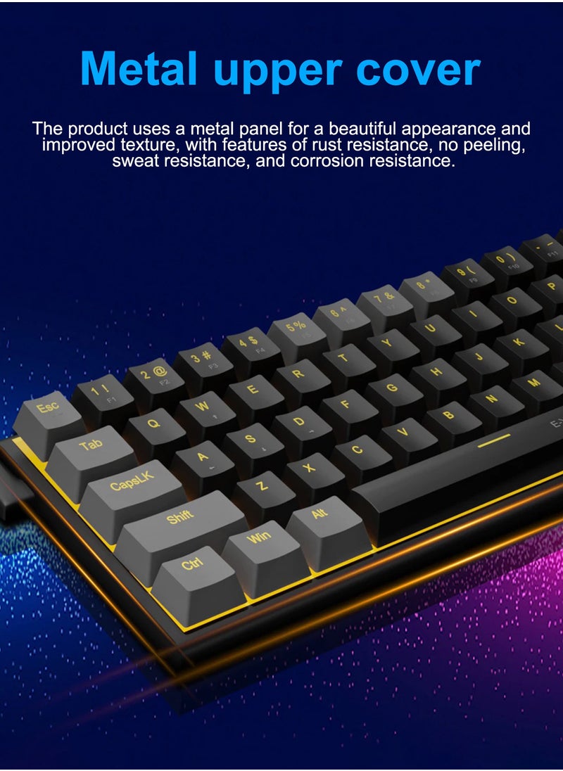 E-YOOSO - 60% Wired Mechanical Gaming Keyboard with Brown Switches, LED Yellow Backlit, Ultra-Compact Computer Keyboard for PS4/5, Windows, Mac OS (Black Grey) - Image 1