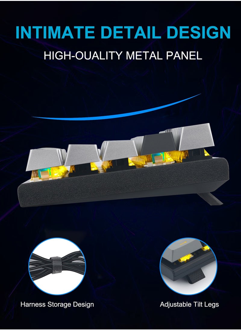 E-YOOSO - 60% Wired Mechanical Gaming Keyboard with Brown Switches, LED Yellow Backlit, Ultra-Compact Computer Keyboard for PS4/5, Windows, Mac OS (Black Grey) - Image 1