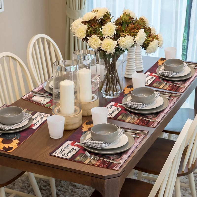 Tiangrid 8 Sets Rooster Cork Placemats with Coasters Include Cork Backing Table Mats and Round Coasters Placemats Set for Kitchen Dinner Table Setting Supplies 12 x 16 Inch - Image 5