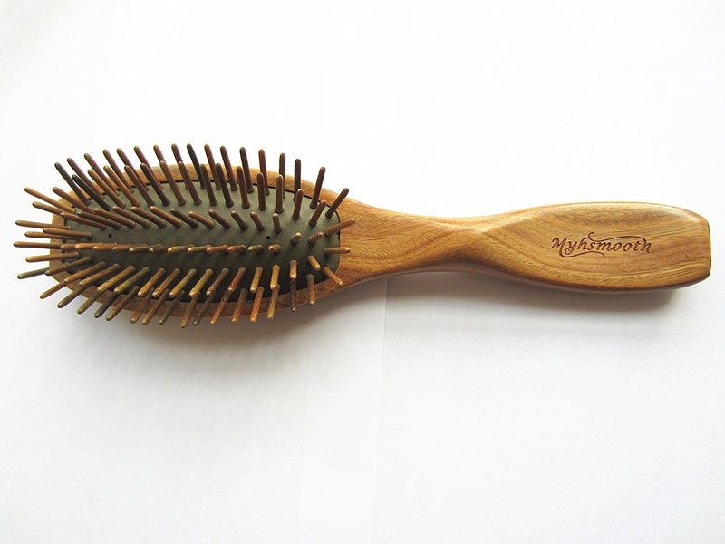 Myhsmooth G2s-am-gs Big Size Professional Handmade Natural Green Sandalwood No Static Hair Brush Air Bag Massage Comb Hair Comb with Handle with Aromatic Scent for Gift - Image 1