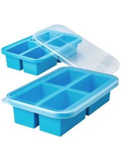 SUPVOX Supvox® 4-Grid Ice Cube Tray Large Frozen Soup Cube Mold with Lid Food-Grade Silicone Mold Tray for Miso Soup Cubes, Curry Cubes, Yogurt Frozen Cubes Multi Purpose Silicone Mold Tray  - Image 1