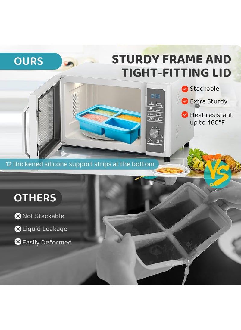 SUPVOX - Supvox® 4-Grid Ice Cube Tray Large Frozen Soup Cube Mold with Lid Food-Grade Silicone Mold Tray for Miso Soup Cubes, Curry Cubes, Yogurt Frozen Cubes Multi Purpose Silicone Mold Tray - Image 1