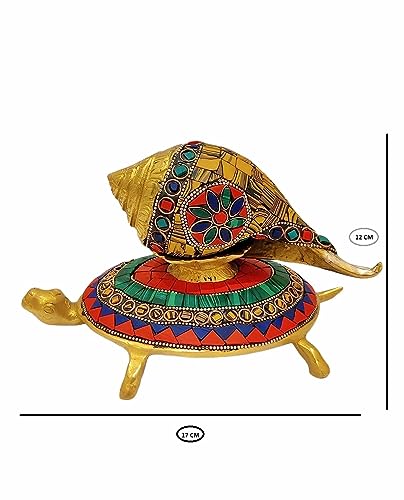 The Artage Brass Shankh Tortoise Vastu Items Statue Showpiece Home Decor Gifting Office Decorative Piece for Puja Room Living Room Positive Figurine Artefact Tableware - Image 5