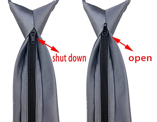 Elfeves Men's Sky Blue Tie Easily Zipper Silk Repp Neck Wear Best Gift Giving - Image 2