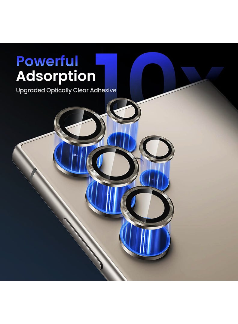 Theodor S24 Ultra 5 Pcs Camera Lens Protector With 9H Tempered HD Glass Camera Cover Anti Scratch Aluminum Alloy Camera Ring, Graphite  - Image 4