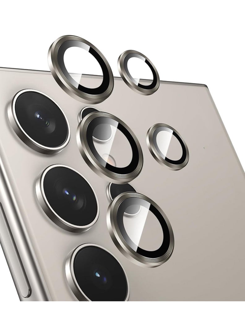 Theodor S24 Ultra 5 Pcs Camera Lens Protector With 9H Tempered HD Glass Camera Cover Anti Scratch Aluminum Alloy Camera Ring, Graphite  - Image 1