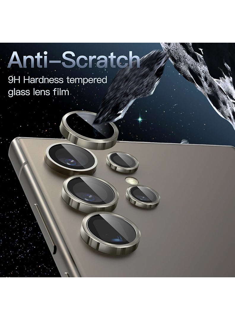 Theodor S24 Ultra 5 Pcs Camera Lens Protector With 9H Tempered HD Glass Camera Cover Anti Scratch Aluminum Alloy Camera Ring, Graphite  - Image 5