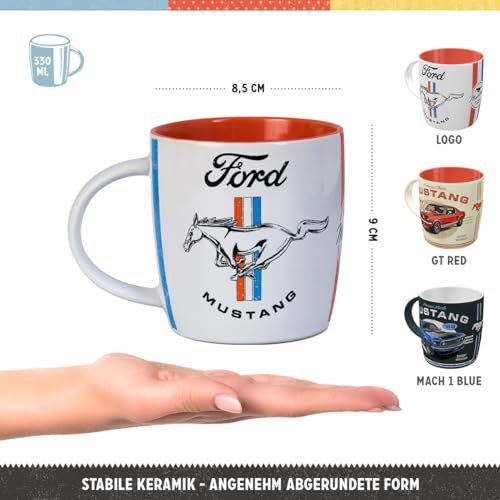 Nostalgic Art Nostalgic-Art Retro coffee mug, 11.2 oz, Ford Mustang Set 1 (Set of 3) – Gift idea for Ford fans, Official License Product (OLP), ceramic cup, vintage design - Image 2