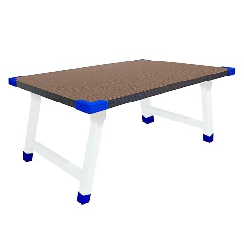 Eduway® Heavy Duty Foldable Wooden Laptop Table – Multipurpose Bed Table for Study, Work from Home, Eating, Reading | Portable Non-Adjustable Desk for Students, Kids| Perfect for Home, Office- Brown. - Image 1