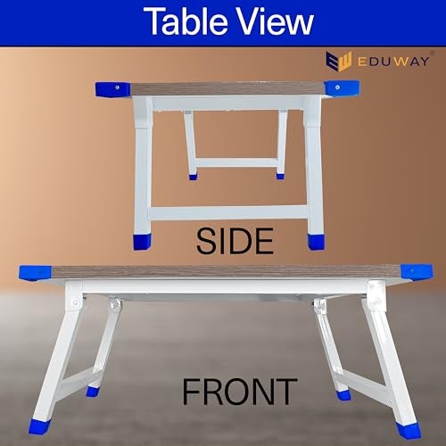 Eduway® Heavy Duty Foldable Wooden Laptop Table – Multipurpose Bed Table for Study, Work from Home, Eating, Reading | Portable Non-Adjustable Desk for Students, Kids| Perfect for Home, Office- Brown. - Image 2