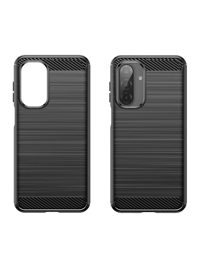 جراب / كفر Samsung Galaxy A17 – تصميم درع متين مع نسيج ألياف الكربون المصقول، مقاوم للصدمات، بقبضة مانعة للانزلاق، نحيف وخفيف الوزن (أسود). - Image 1