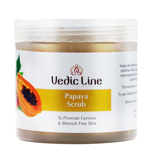 Vedic Line Vedicline Papaya Face Scrub, Reduce Uneven Skin Tone, Dead Skin & Clog Pores with Aloe vera, Walnut and Almond Oil for Healthy Clear Skin, 100ml - Image 1