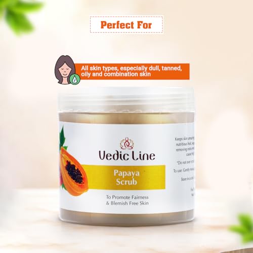Vedic Line Vedicline Papaya Face Scrub, Reduce Uneven Skin Tone, Dead Skin & Clog Pores with Aloe vera, Walnut and Almond Oil for Healthy Clear Skin, 100ml - Image 5