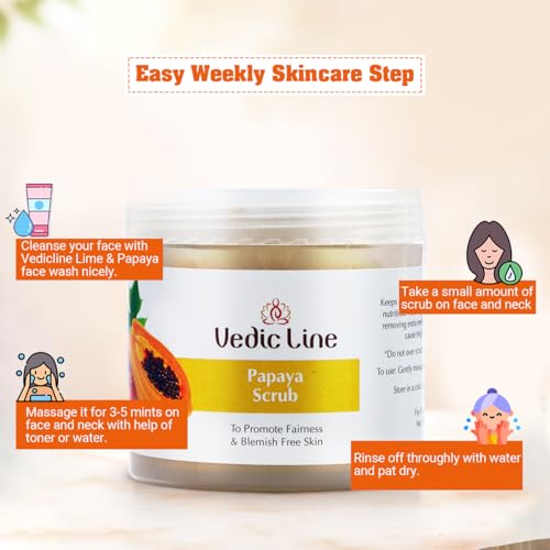 Vedic Line Vedicline Papaya Face Scrub, Reduce Uneven Skin Tone, Dead Skin & Clog Pores with Aloe vera, Walnut and Almond Oil for Healthy Clear Skin, 100ml - Image 4