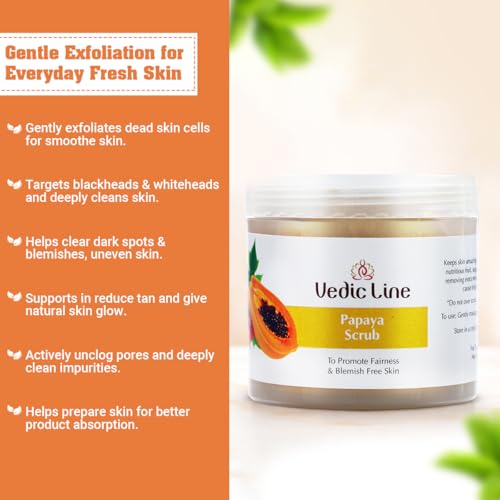 Vedic Line Vedicline Papaya Face Scrub, Reduce Uneven Skin Tone, Dead Skin & Clog Pores with Aloe vera, Walnut and Almond Oil for Healthy Clear Skin, 100ml - Image 3