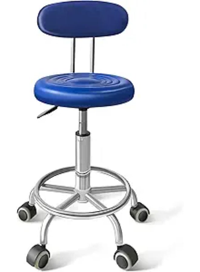 PU Leather Swivel Chair with Wheels – Height Adjustable, Comfortable Backrest, 360° Rotation, Armless Barstool with Footrest for Office and Home Use - Image 1