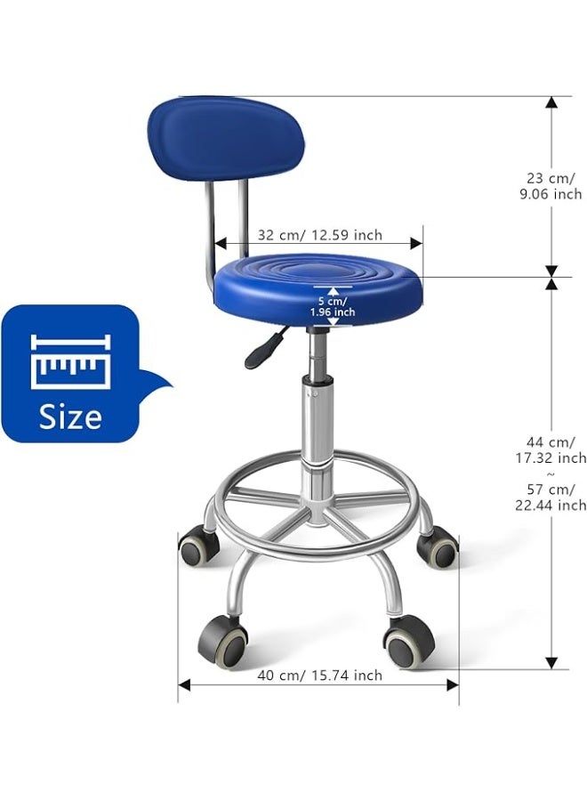 PU Leather Swivel Chair with Wheels – Height Adjustable, Comfortable Backrest, 360° Rotation, Armless Barstool with Footrest for Office and Home Use - Image 2