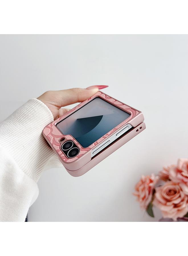 S-TOP Case For Samsung Galaxy Z Flip6 5G Camellia Plaid Fabric DIY PC Phone Case - Image 5