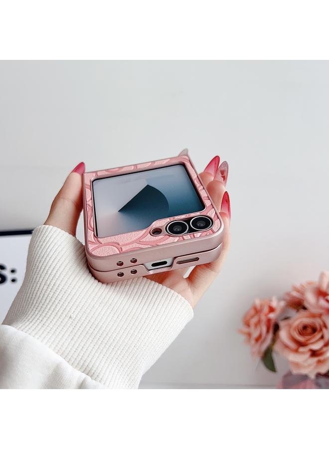 S-TOP Case For Samsung Galaxy Z Flip6 5G Camellia Plaid Fabric DIY PC Phone Case - Image 4