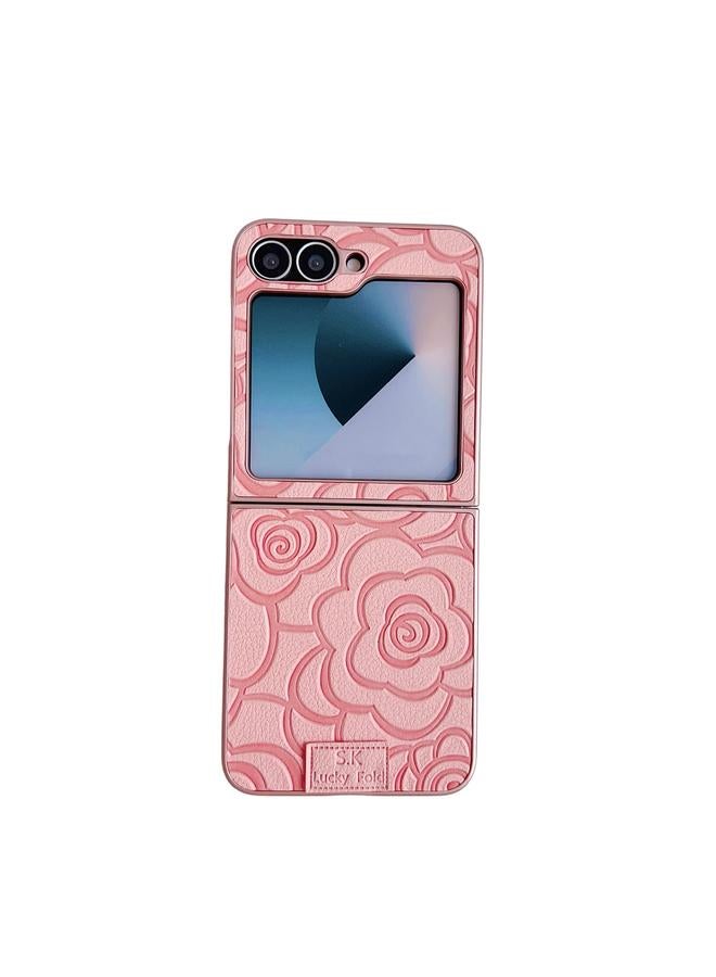 S-TOP Case For Samsung Galaxy Z Flip6 5G Camellia Plaid Fabric DIY PC Phone Case - Image 1