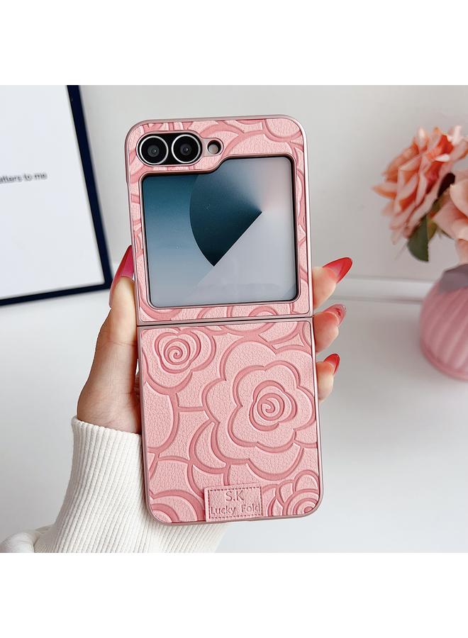 S-TOP Case For Samsung Galaxy Z Flip6 5G Camellia Plaid Fabric DIY PC Phone Case - Image 2